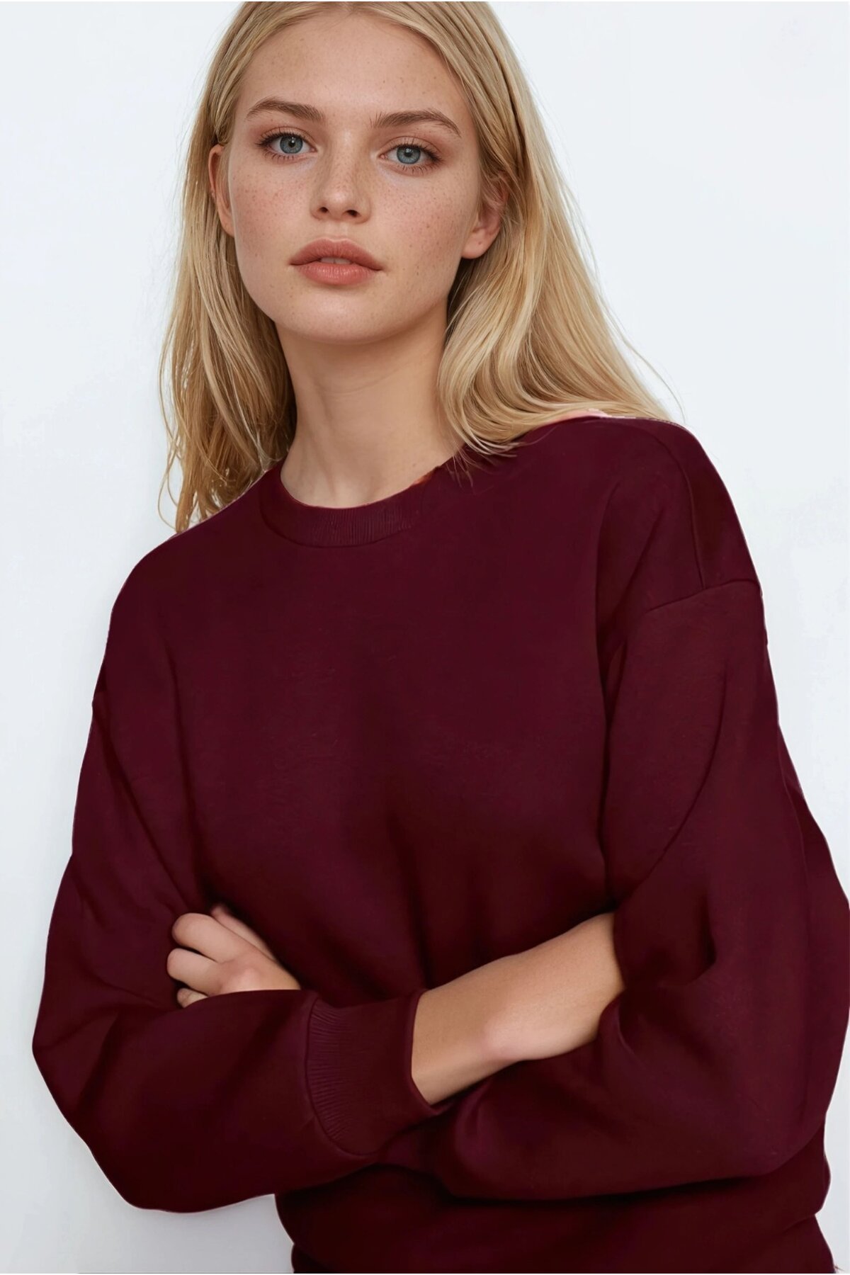 Basic Bordo Oversize Sweatshirt