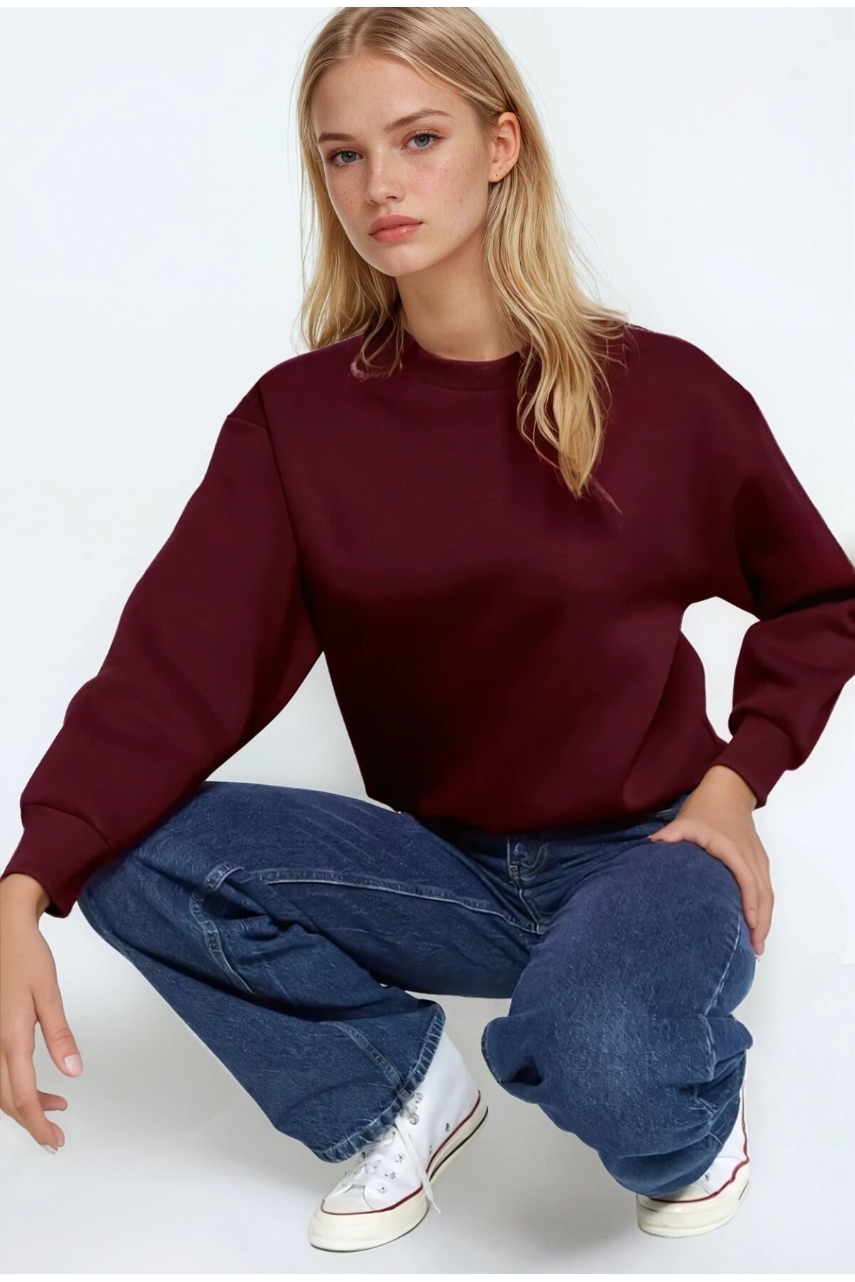 Basic Bordo Oversize Sweatshirt