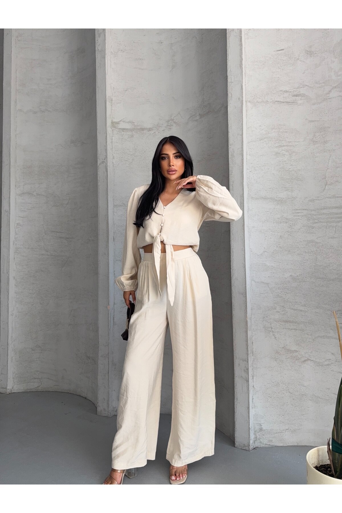 Beyaz Massimo Takım Modal Kumaş