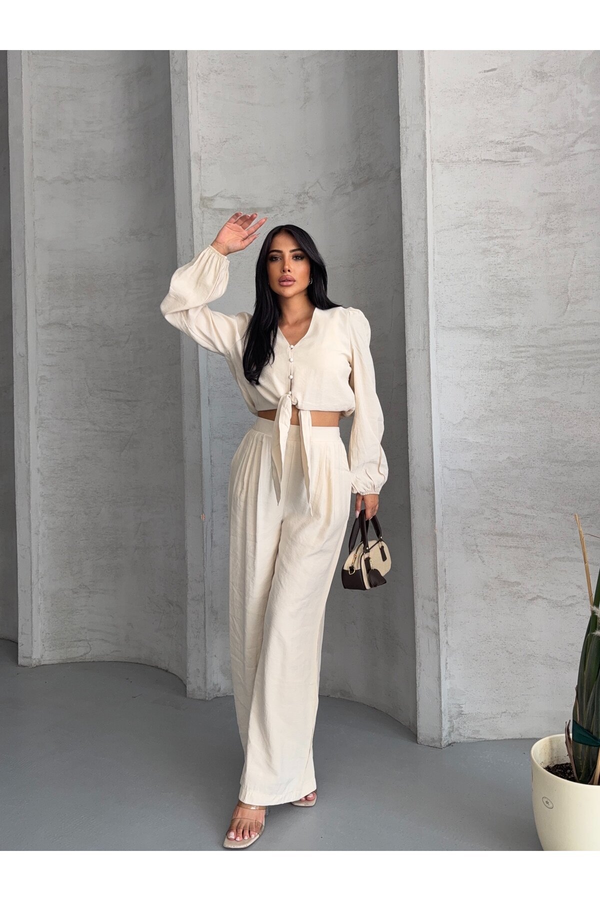 Beyaz Massimo Takım Modal Kumaş