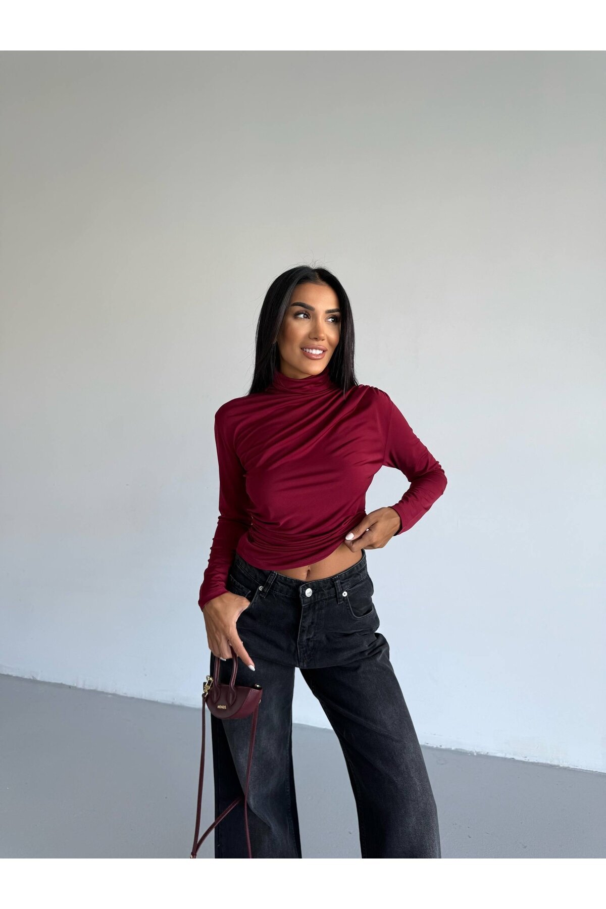 Boğazlı Bordo Sandy Bluz