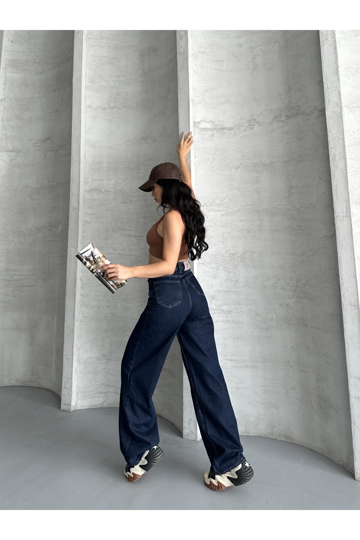 Bol Cepli Geniş Paça Kot Pantolon