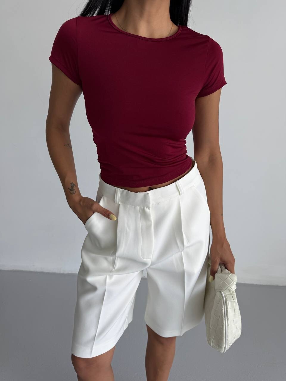 Bordo Basic Sandy Kumaş Bluz