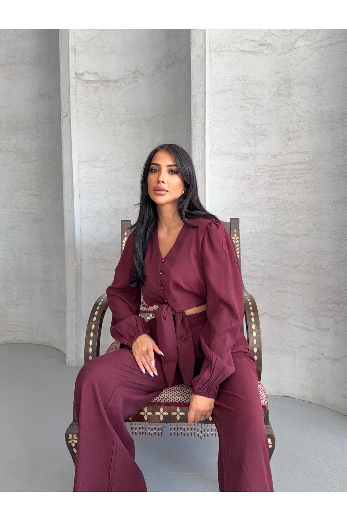 Bordo Massimo Takım Modal Kumaş