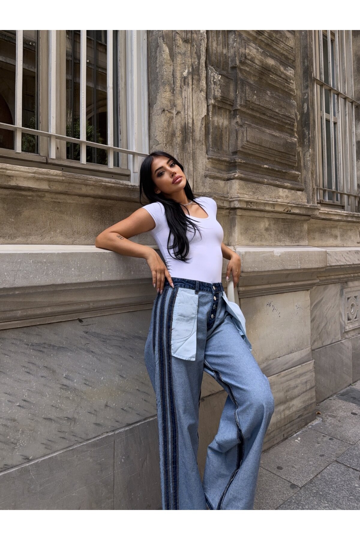 Dış Dikim Özel Tasarım Kot Pantalon