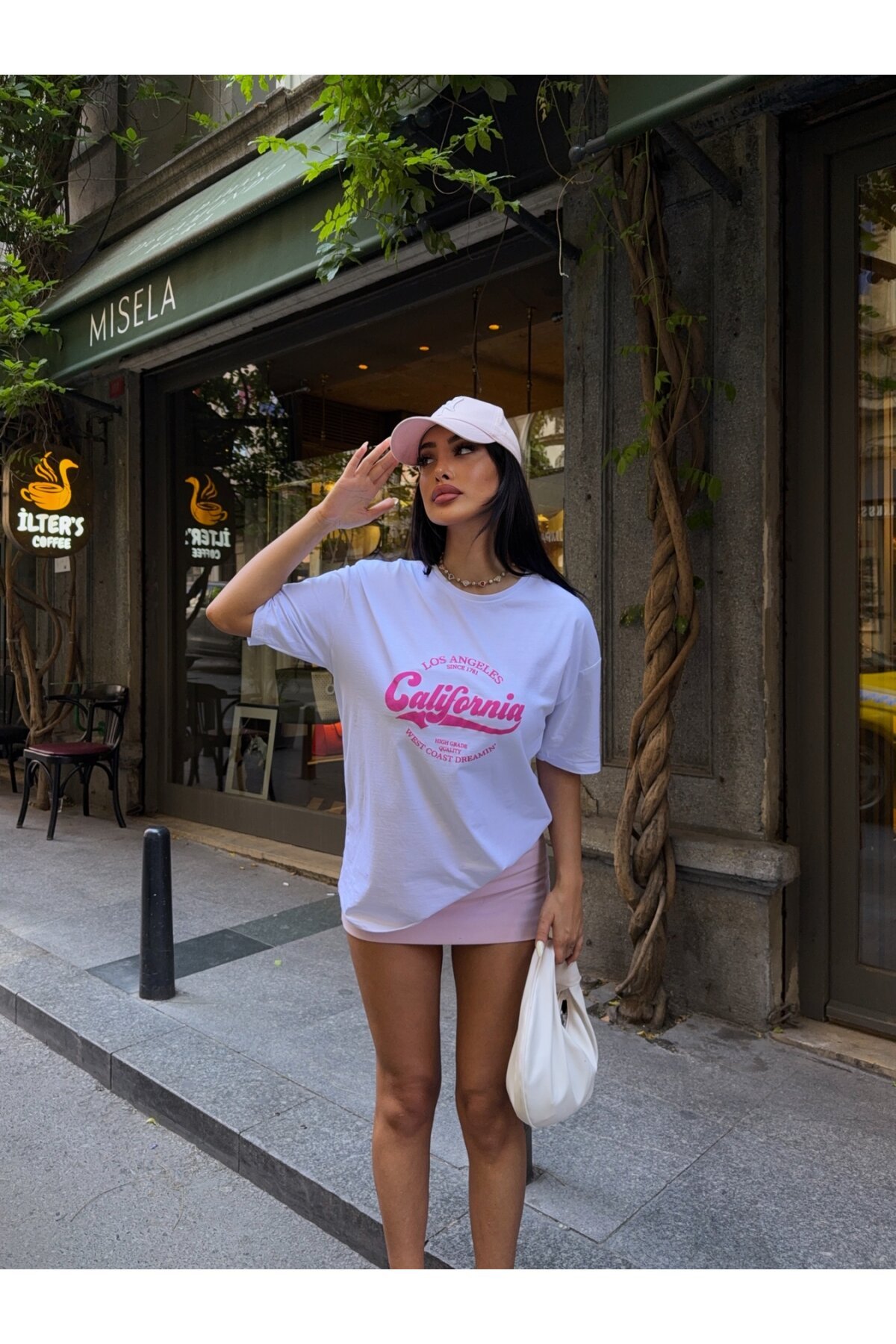 California Baskılı Oversize T-Shirt