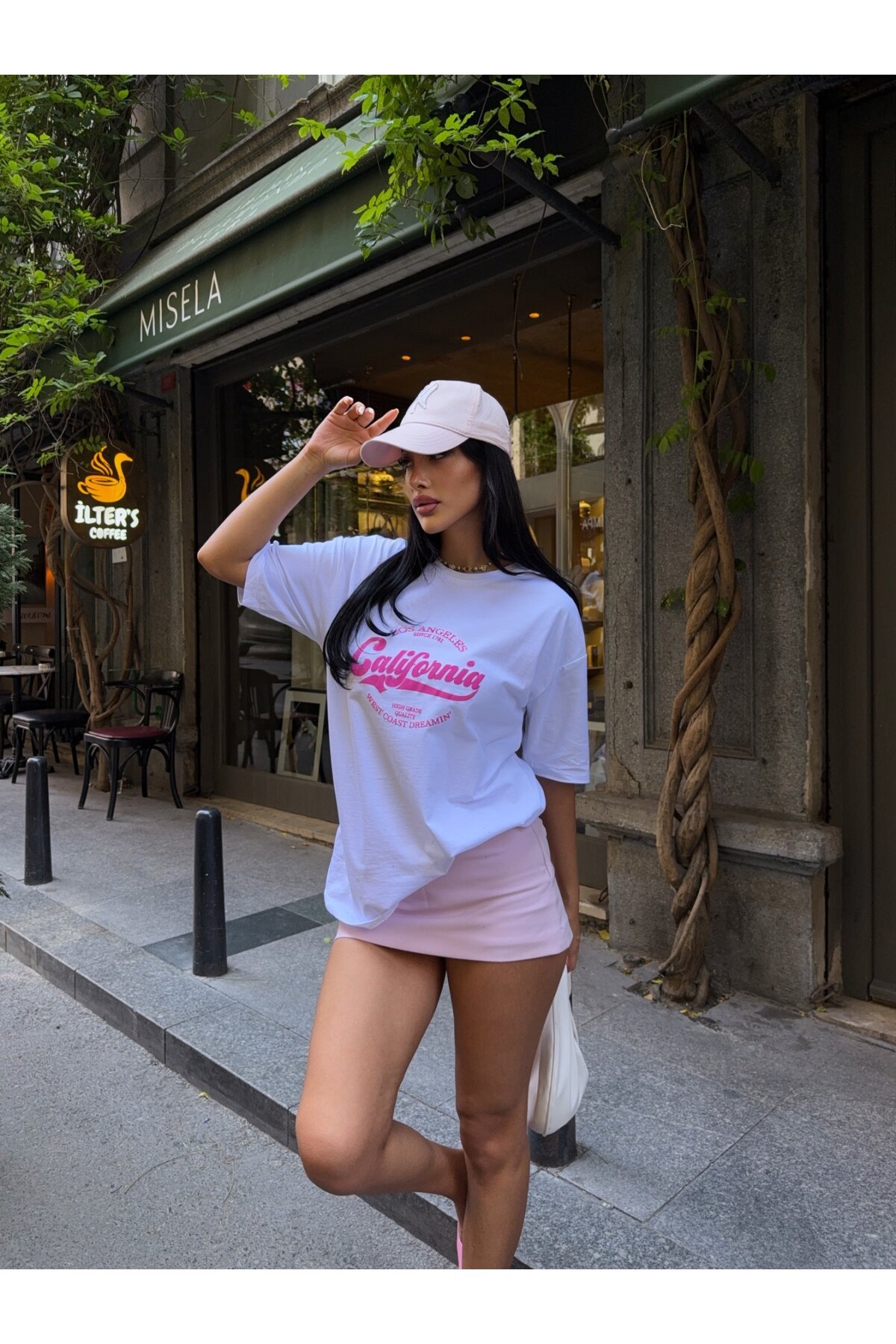 California Baskılı Oversize T-Shirt