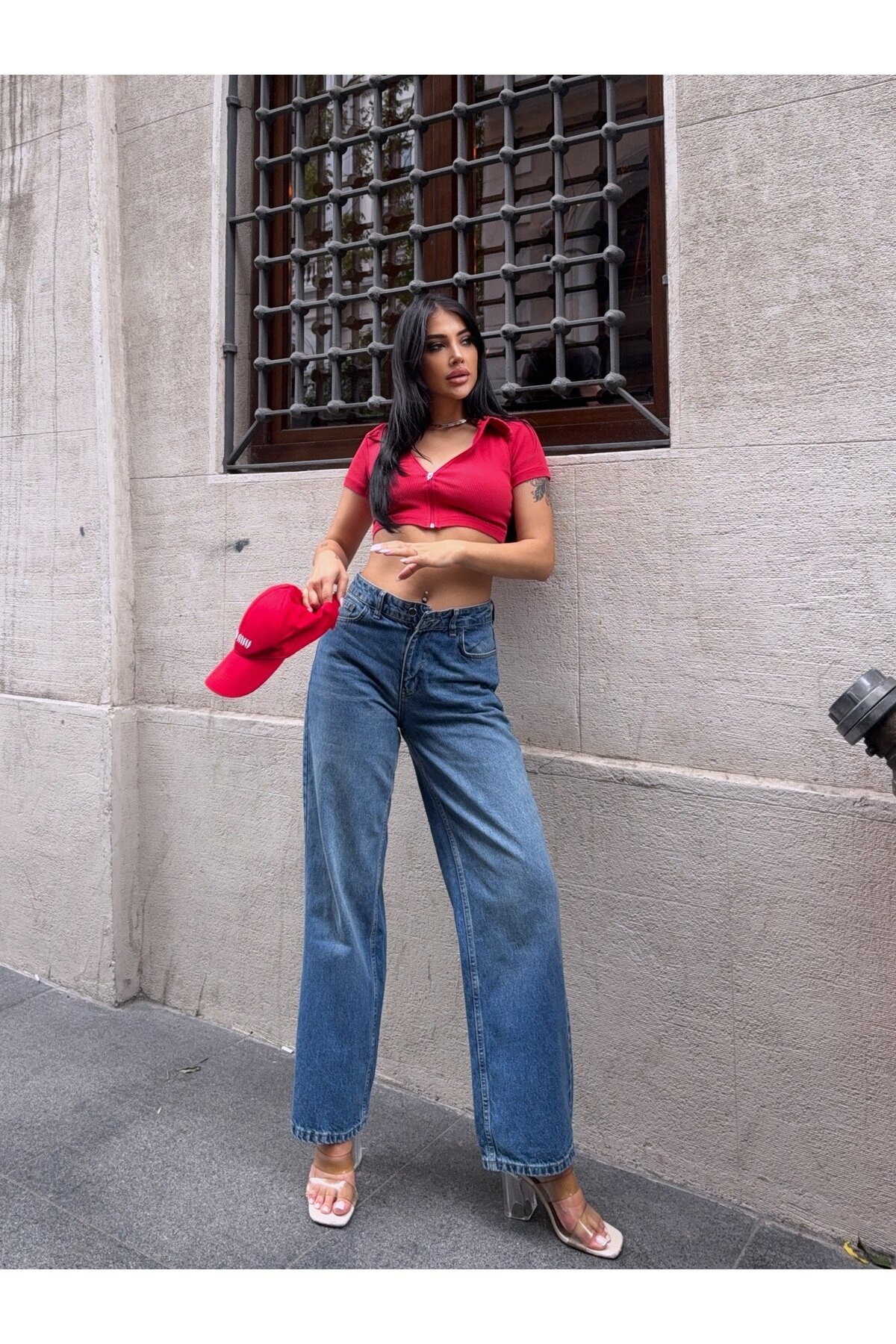 Casual Fit Geniş Paça Denim Pantolon