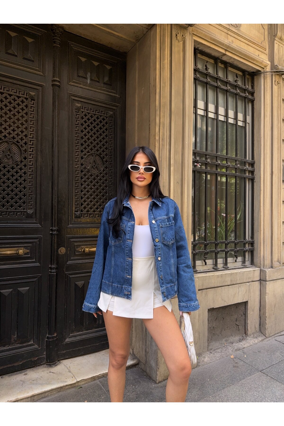 Çift Cep Detay Kot Ceket