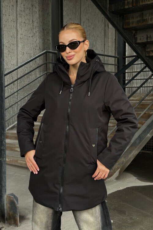 Çift Cepli Kapüşonlu Mont