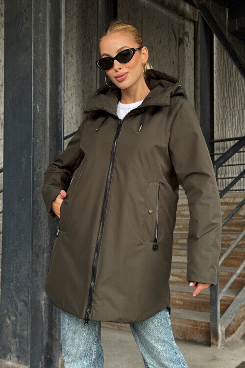 Çift Cepli Kapüşonlu Mont