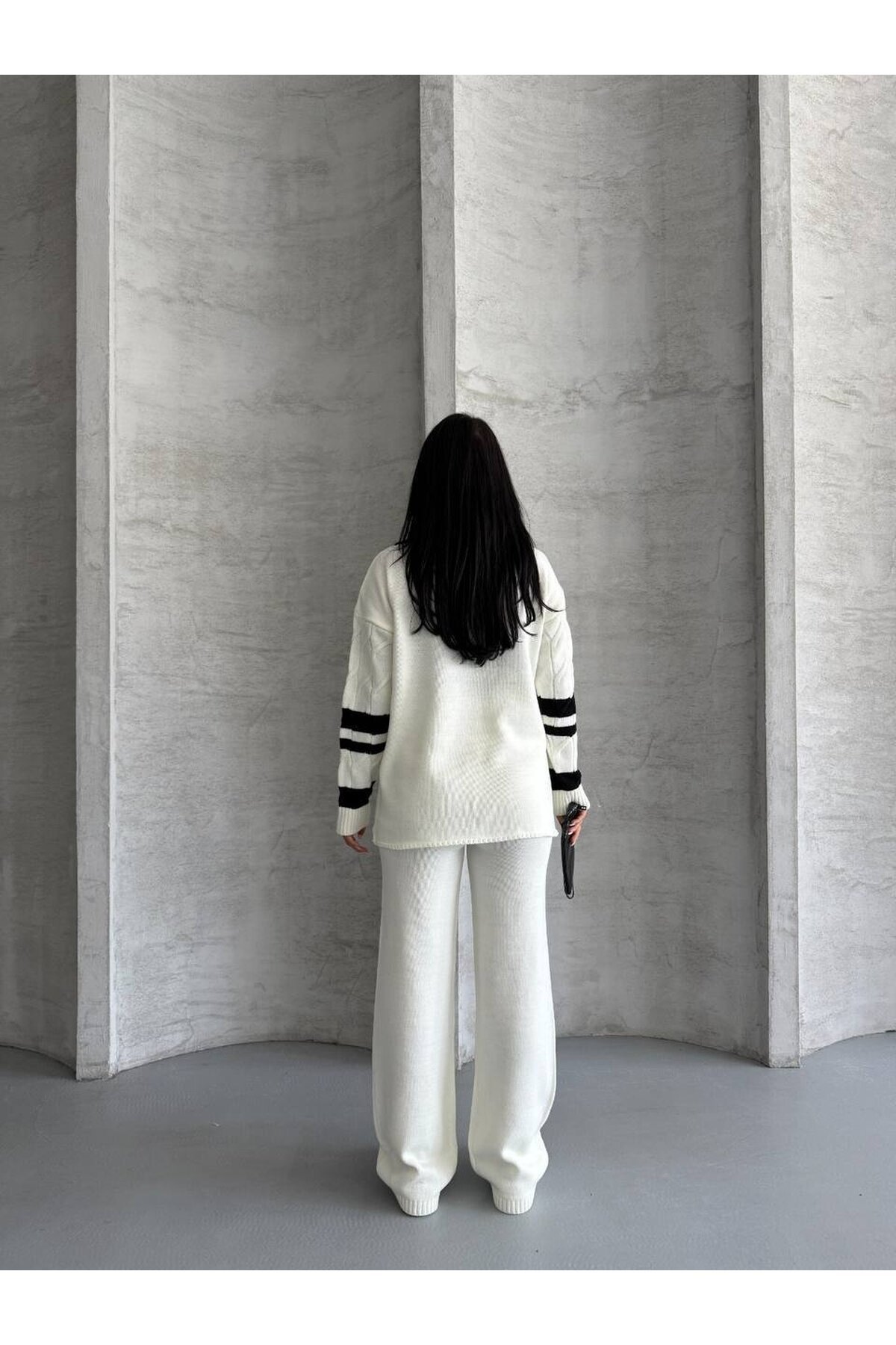 Çizgili Saç Örgü Takım