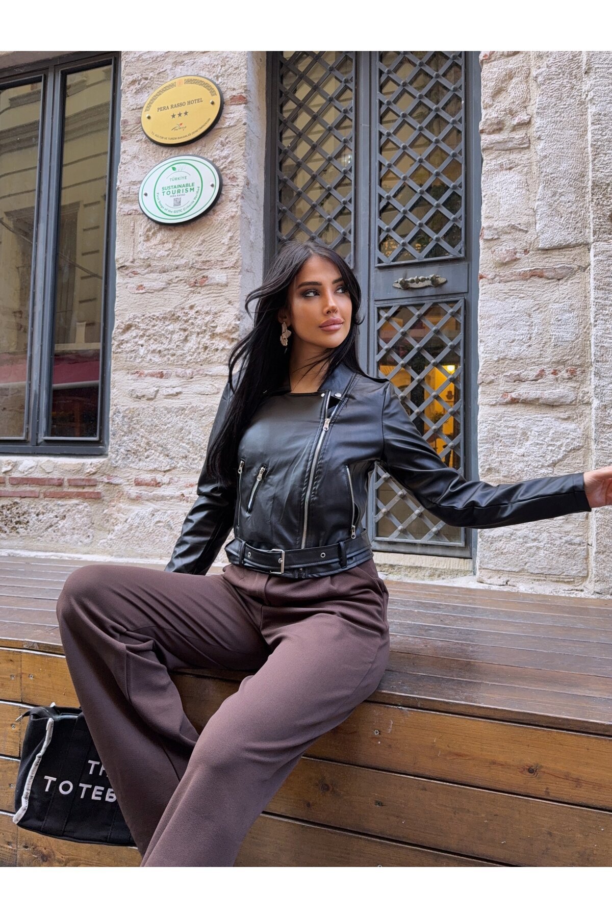 Fermuar Detay Tasarım Deri Ceket