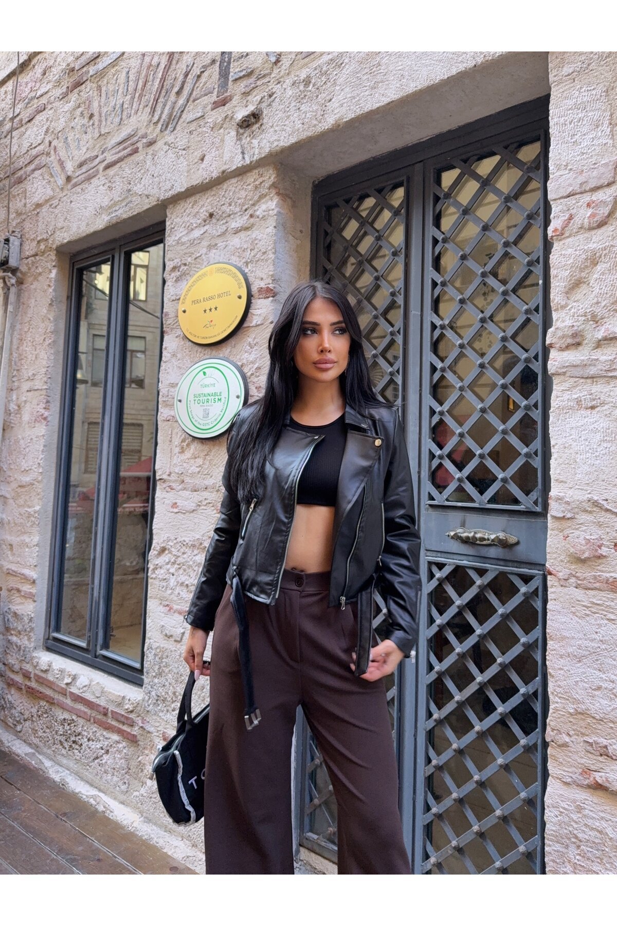 Fermuar Detay Tasarım Deri Ceket