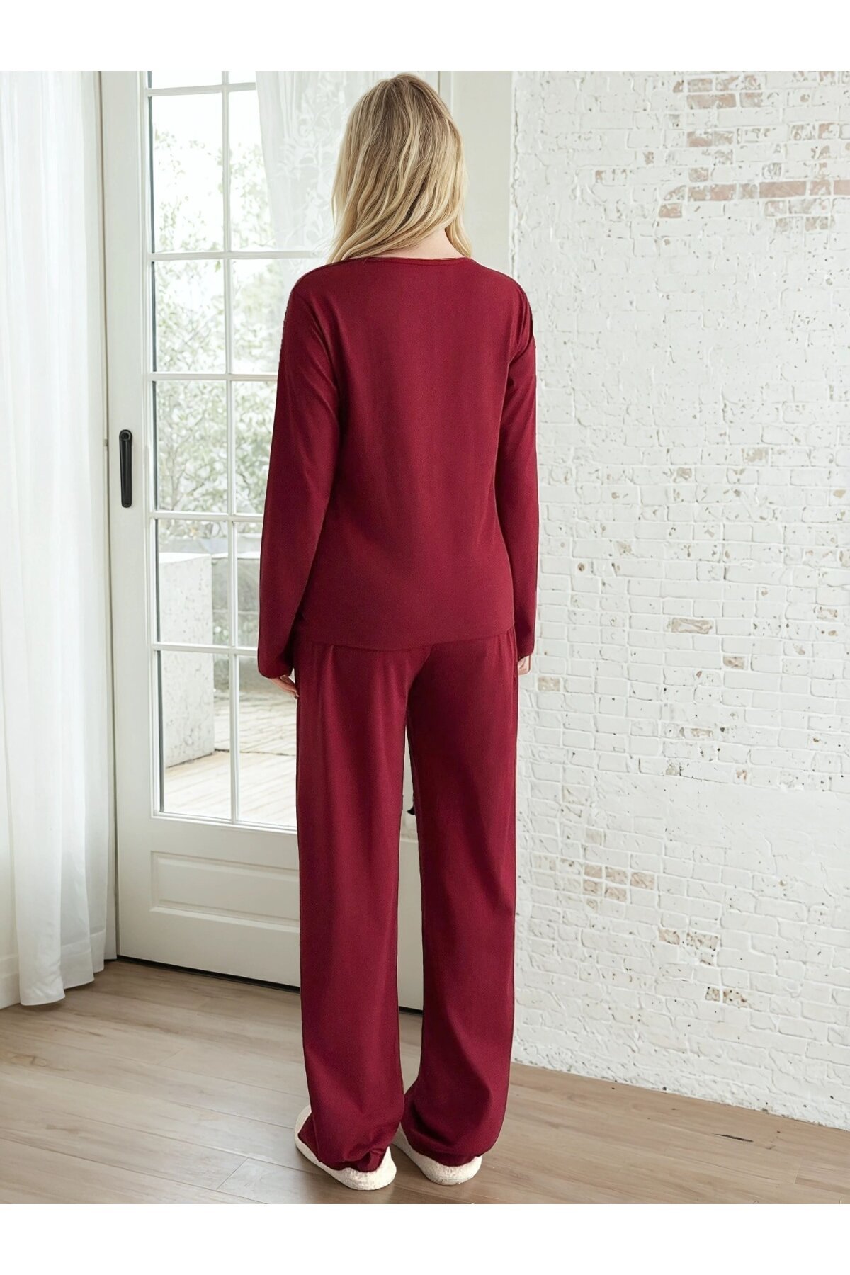 Good Mood Baskılı Bordo Kadın Pijama Takımı