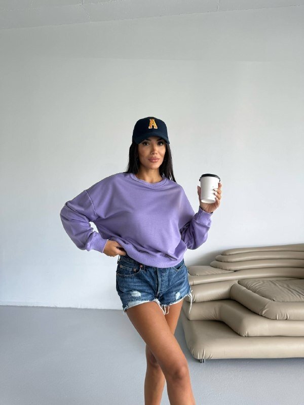 İki İplik Bisiklet Yaka Sweatshirt