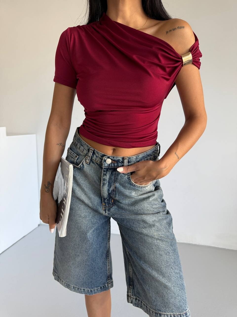 Kadın Bordo Kol Detay Sandy Bluz