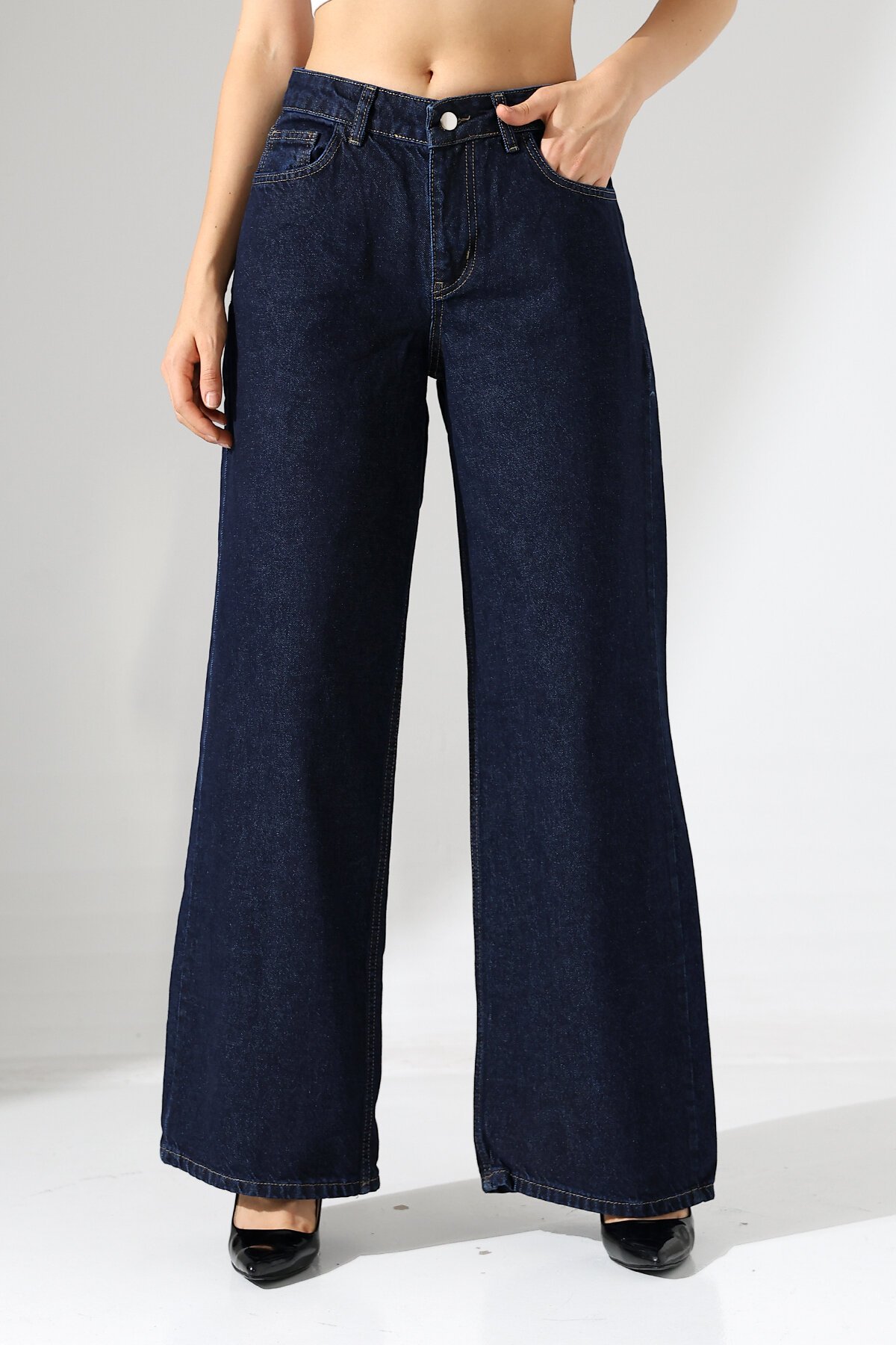 Kadın Koyu Mavi Palazzo Jean