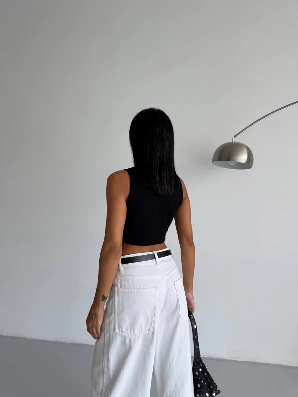 Kadın Siyah Kaşkorse Crop Bluz