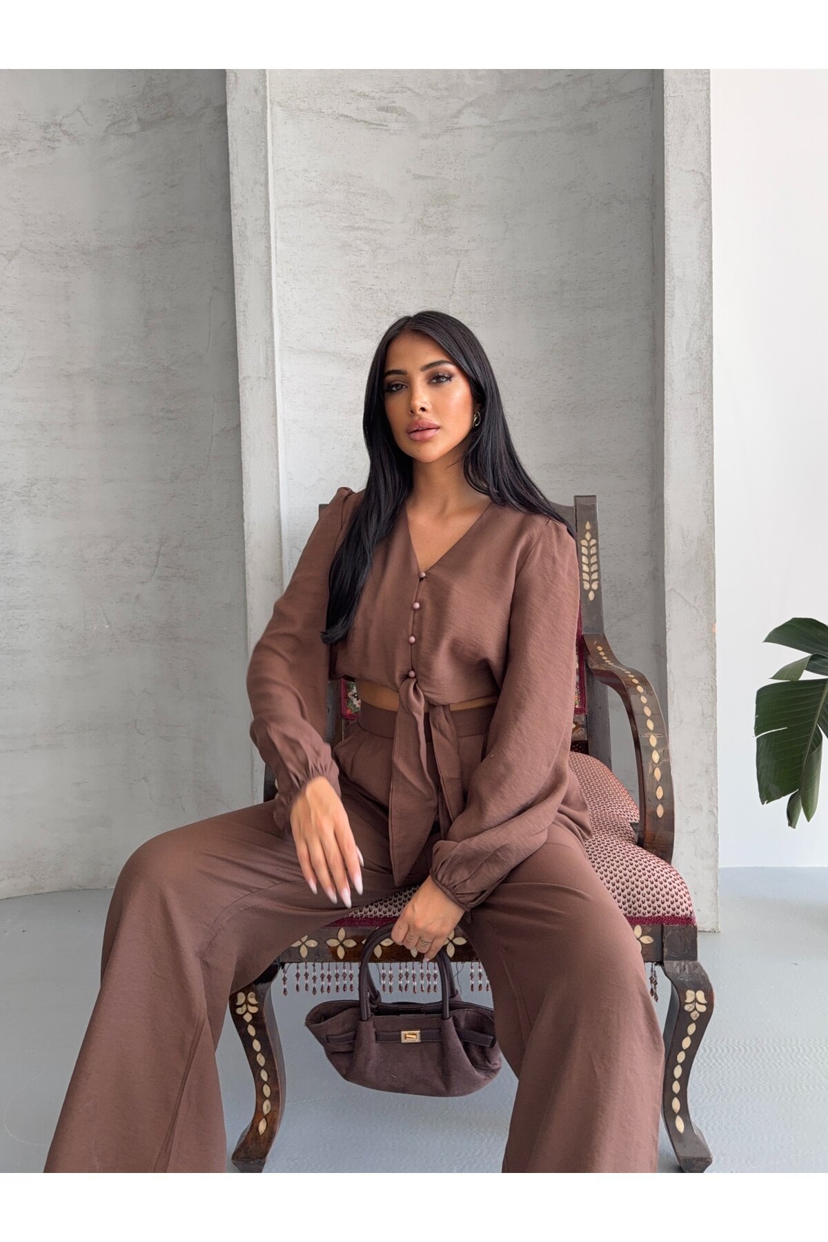 Kahve Massimo Takım Modal Kumaş