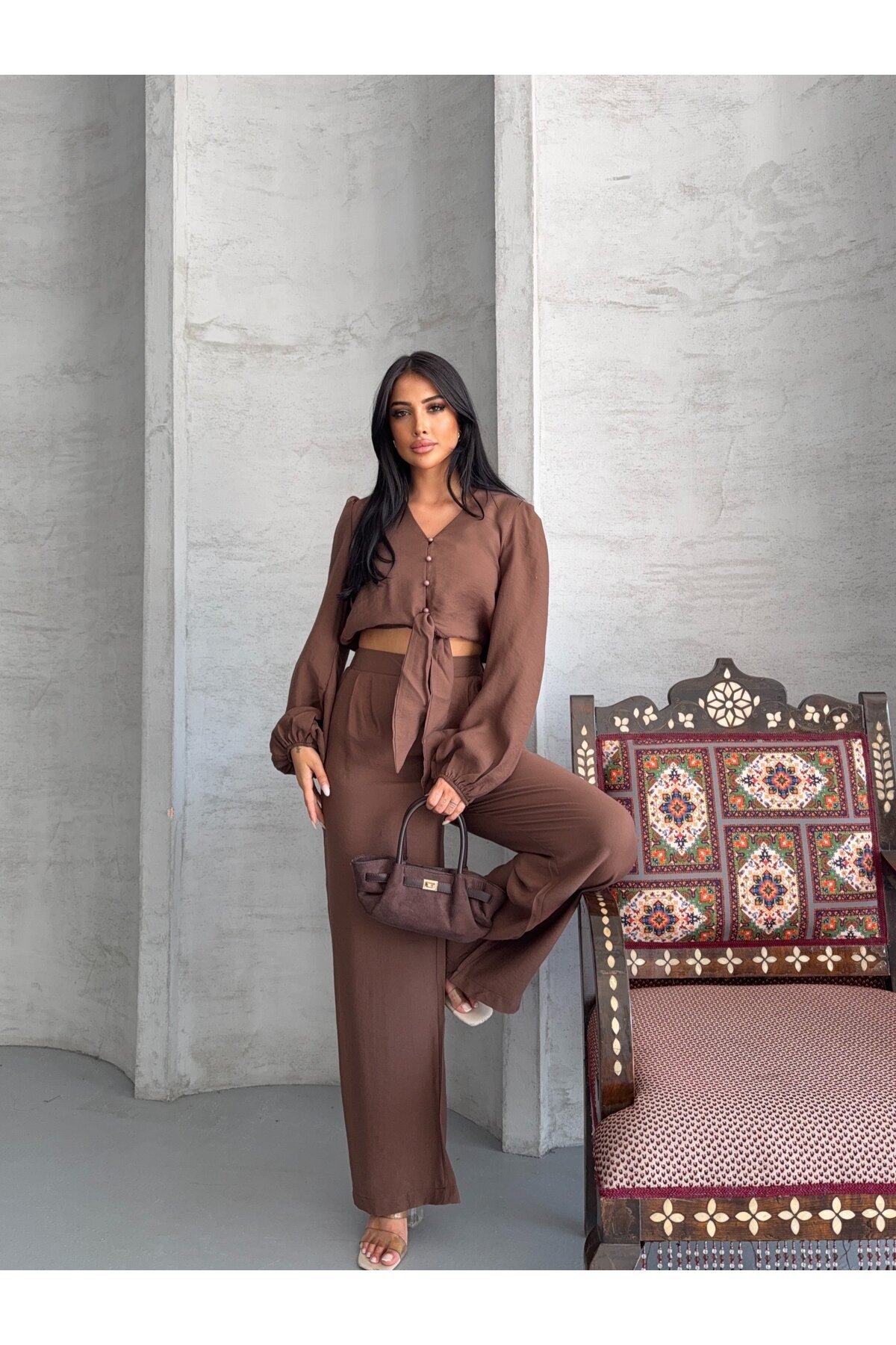 Kahve Massimo Takım Modal Kumaş