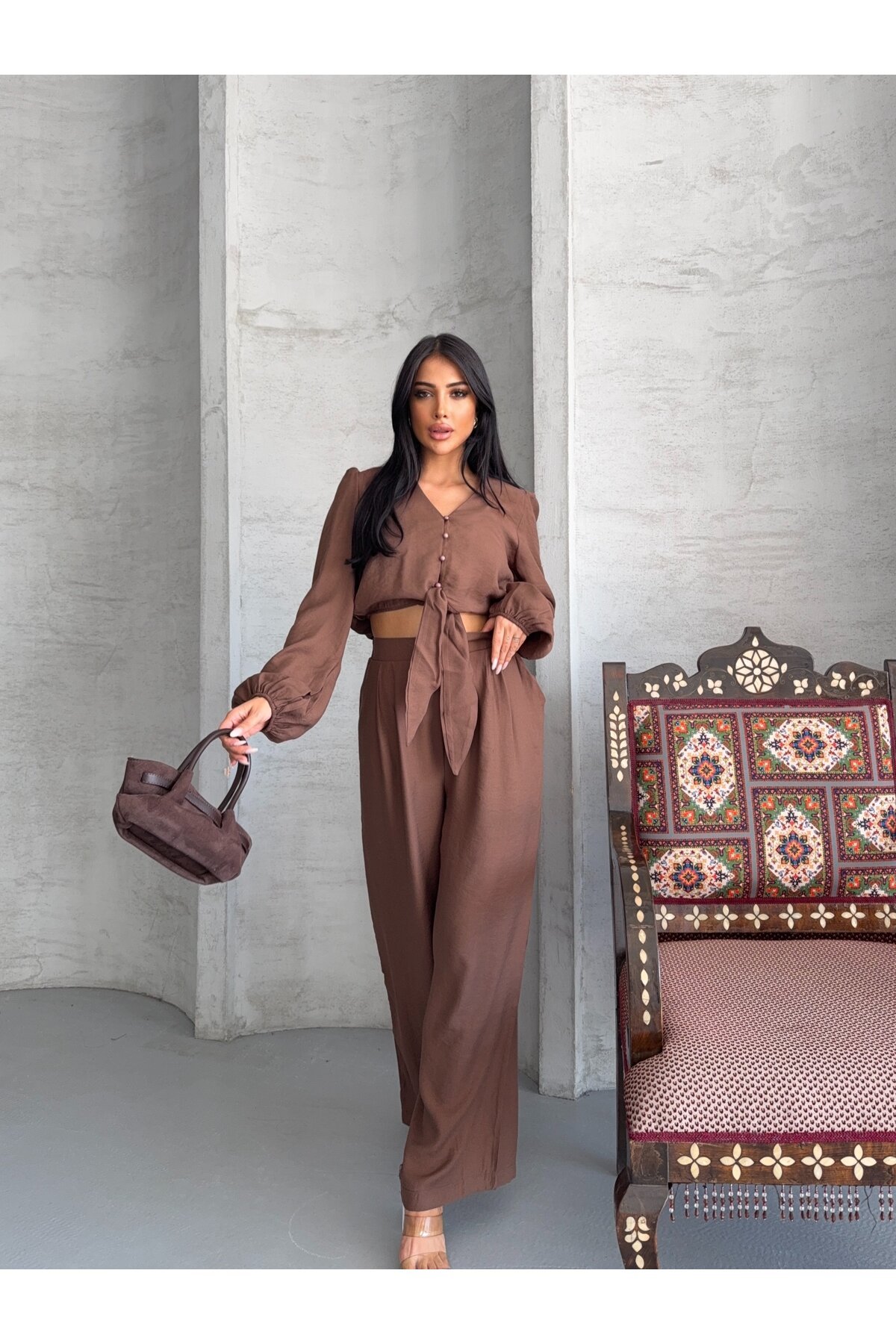 Kahve Massimo Takım Modal Kumaş