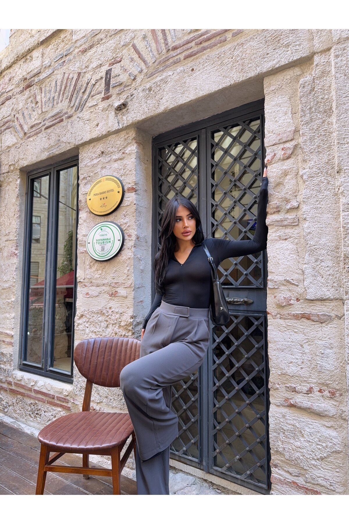 Likralı Cırtlı Palazzo Pantolon