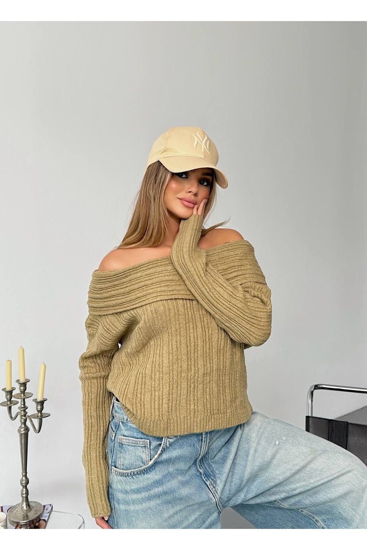 Madonna Yaka Triko Bluz