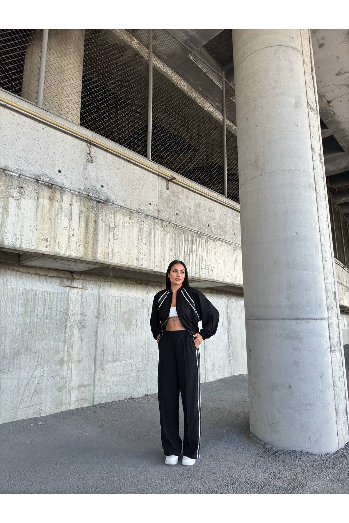 Modal Kumaş Çizgi Detay Alt Üst Takım