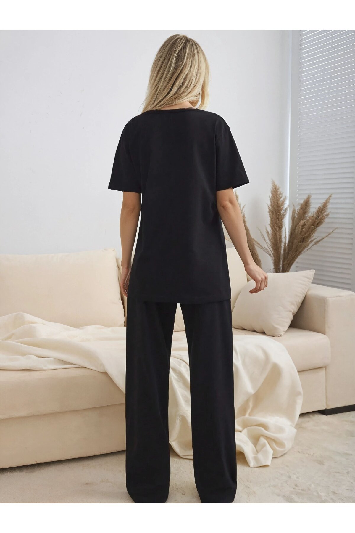 Nope Not Today Baskılı Kısa Kol Siyah Pijama Takımı