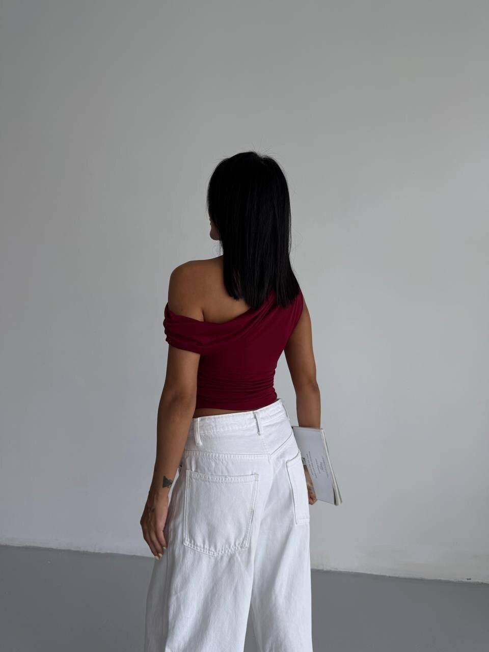 Omuz Detay Bordo Sandy Bluz