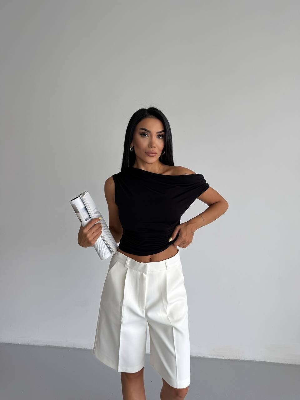 Omuz Detay Siyah Sandy Bluz