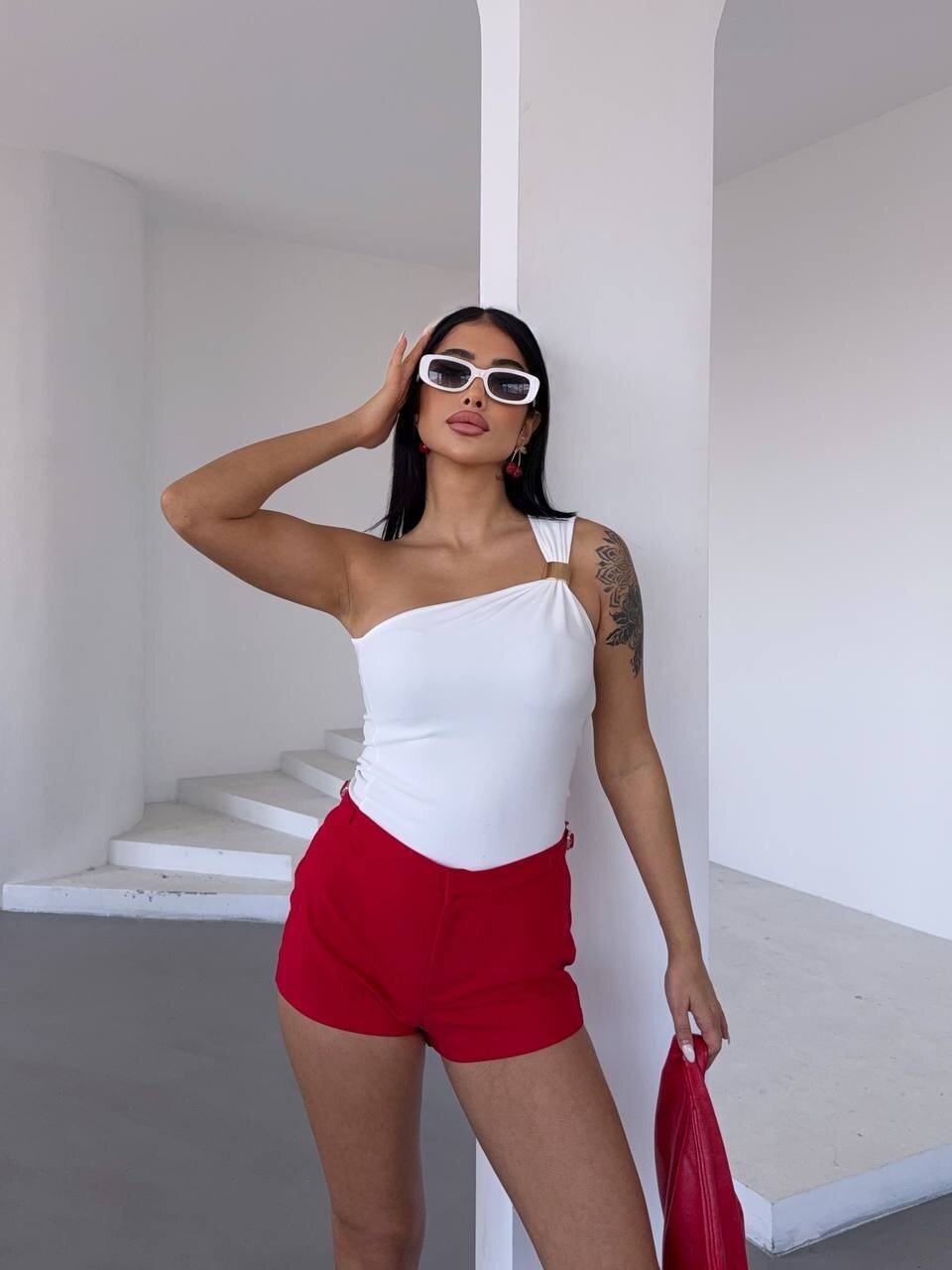 Ottoman Omuz Detay Beyaz Bluz