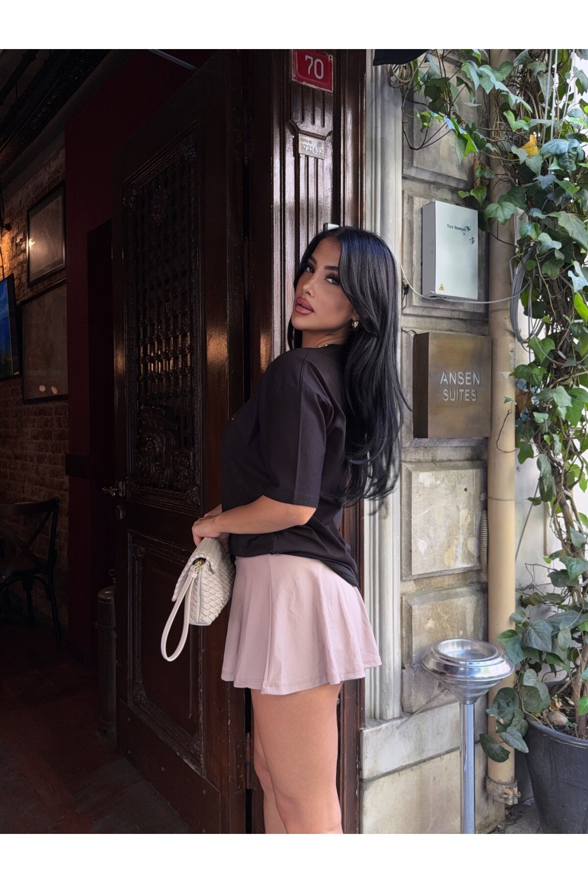 Oversize Love Baskılı Siyah T-Shirt