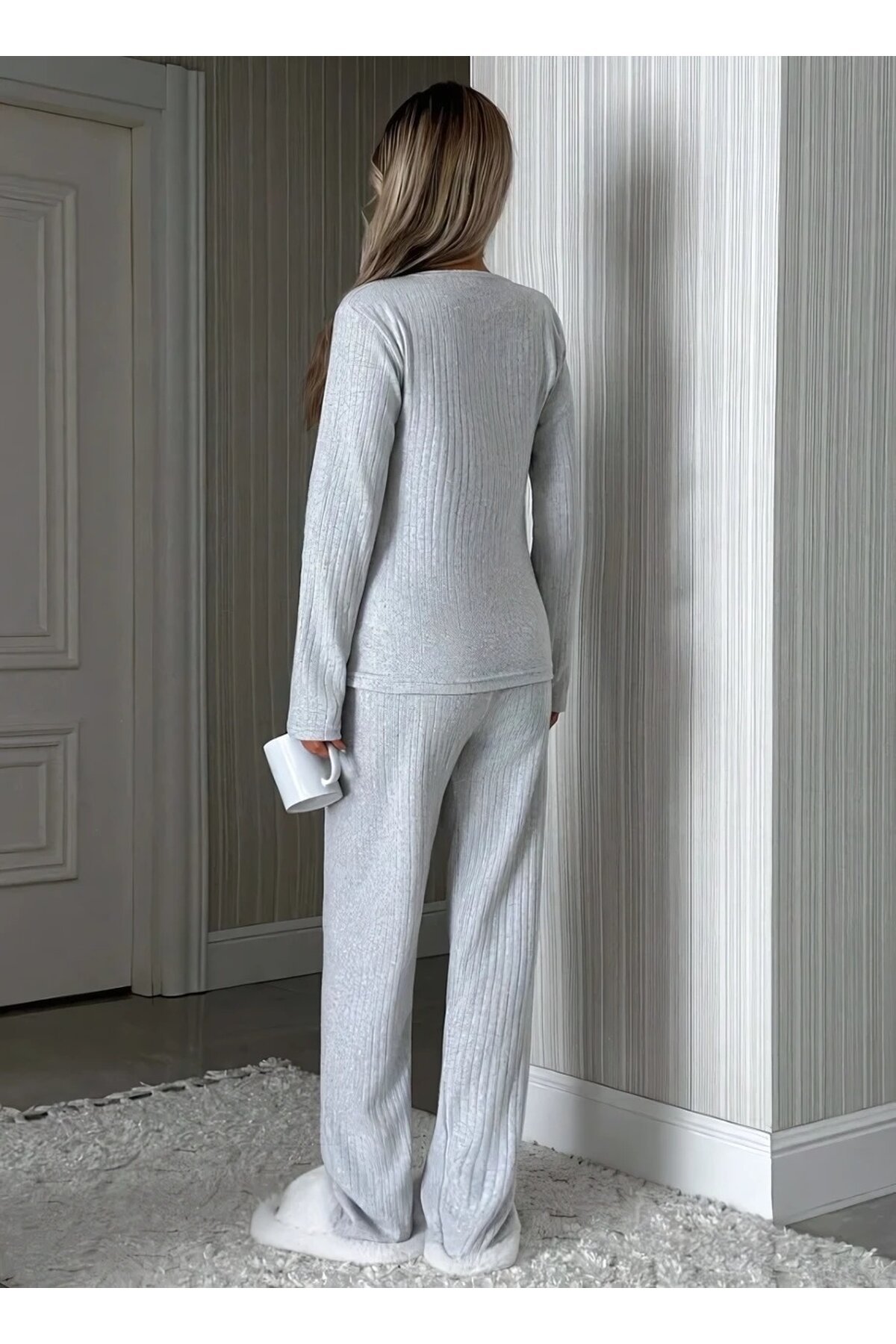 Panda Soft Kadın Ribanalı Pijama Takımı