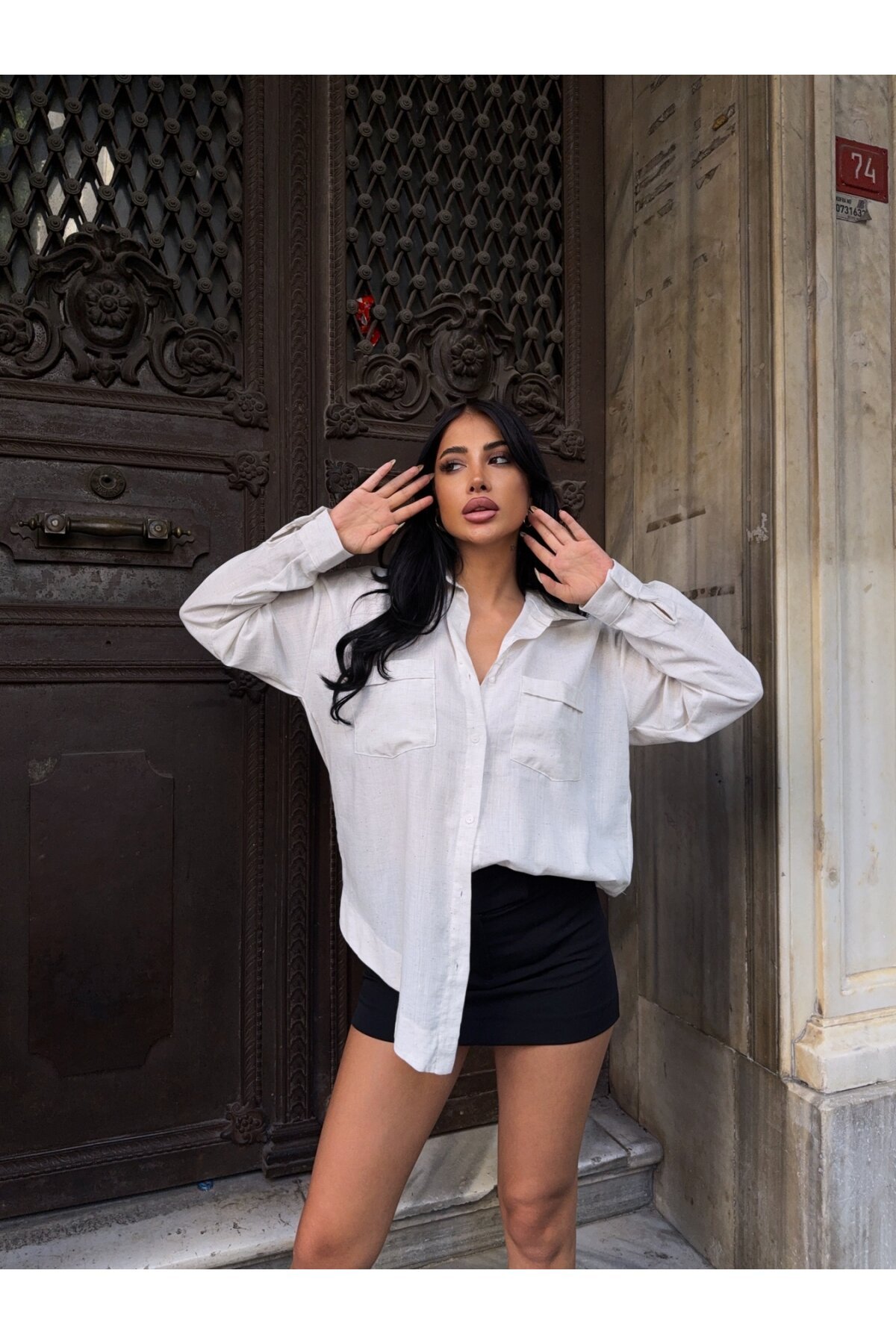 Parıltı Detay Keten Gömlek