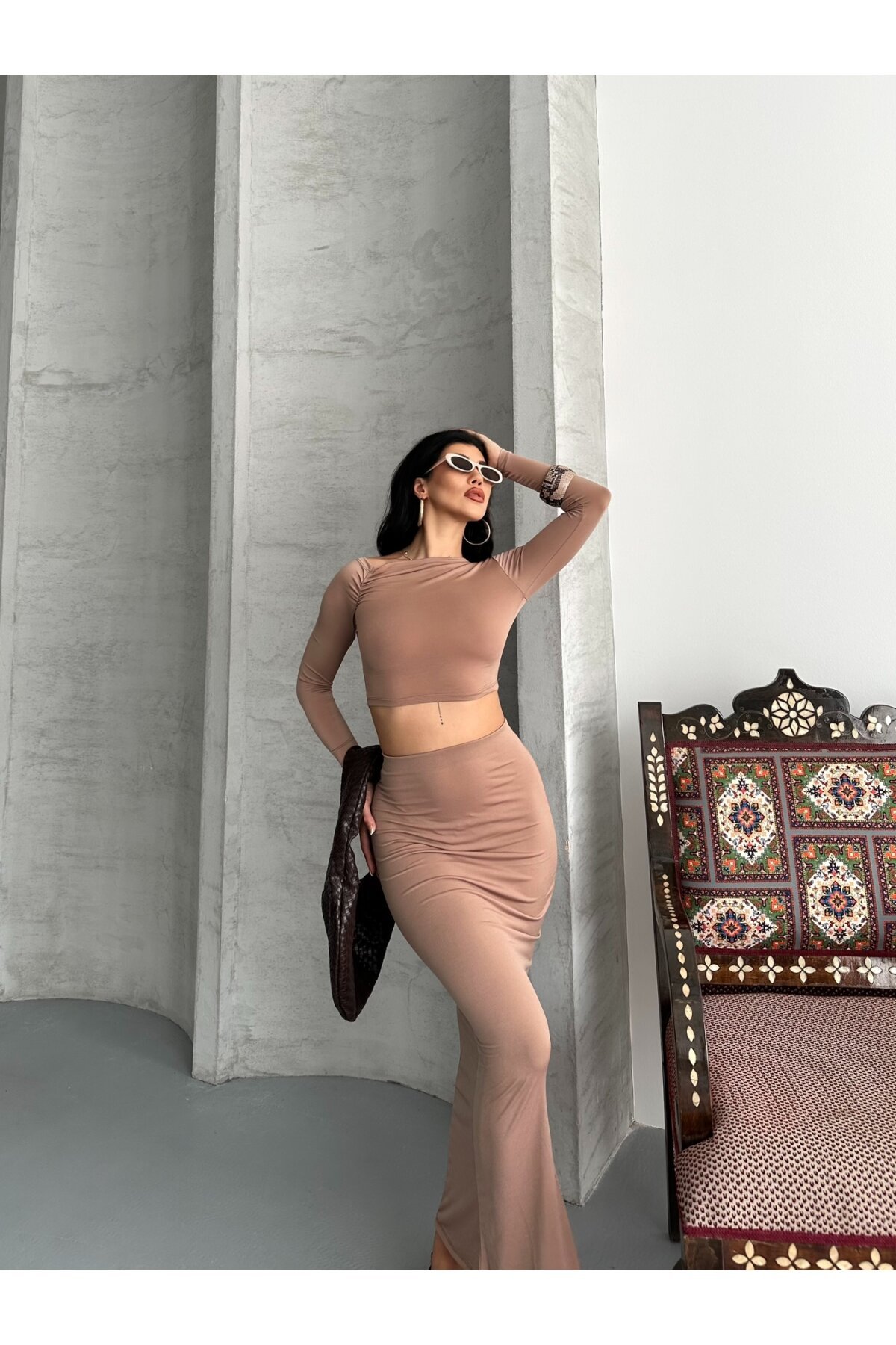 Sandy Kumaş Etek Bluz Takım