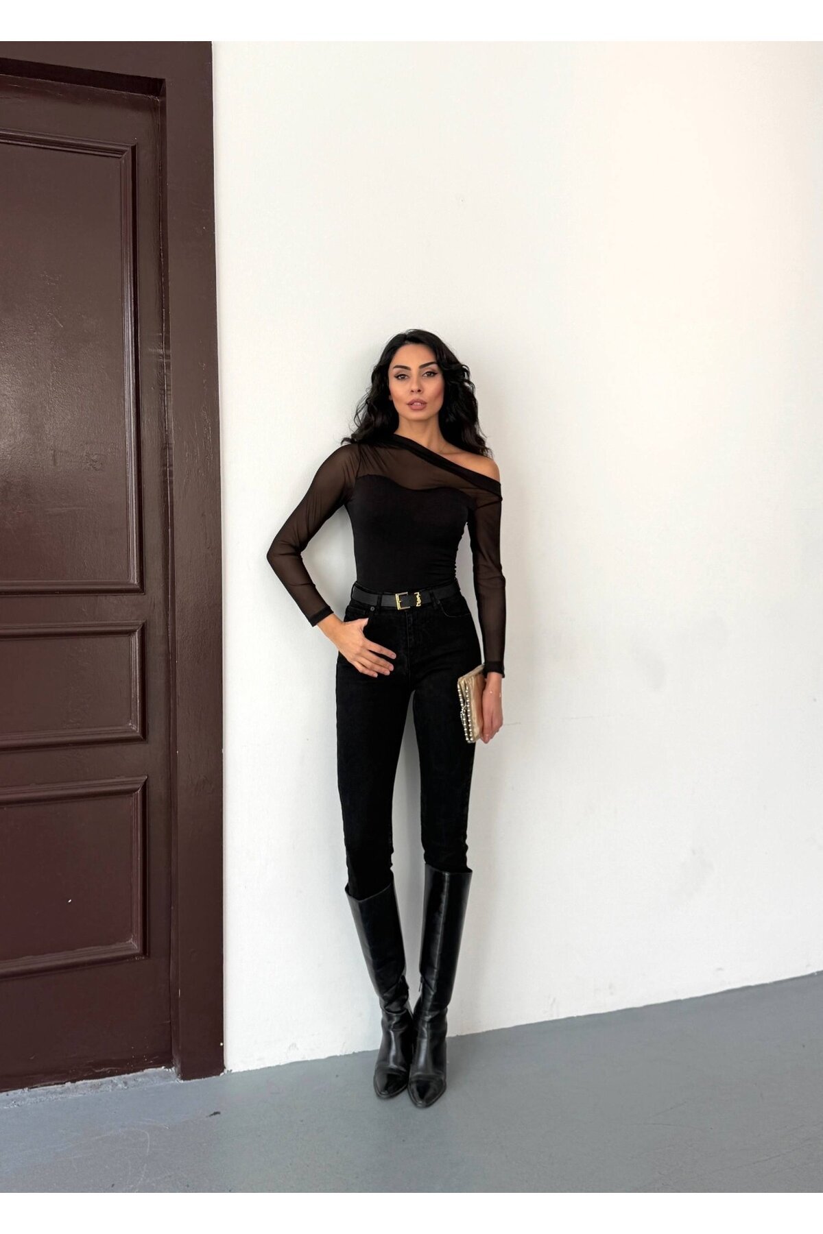 Sandy Kumaş Tül Detay Bluz