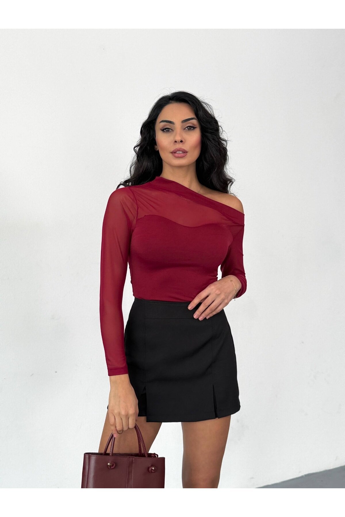 Sandy Kumaş Tül Detay Bluz