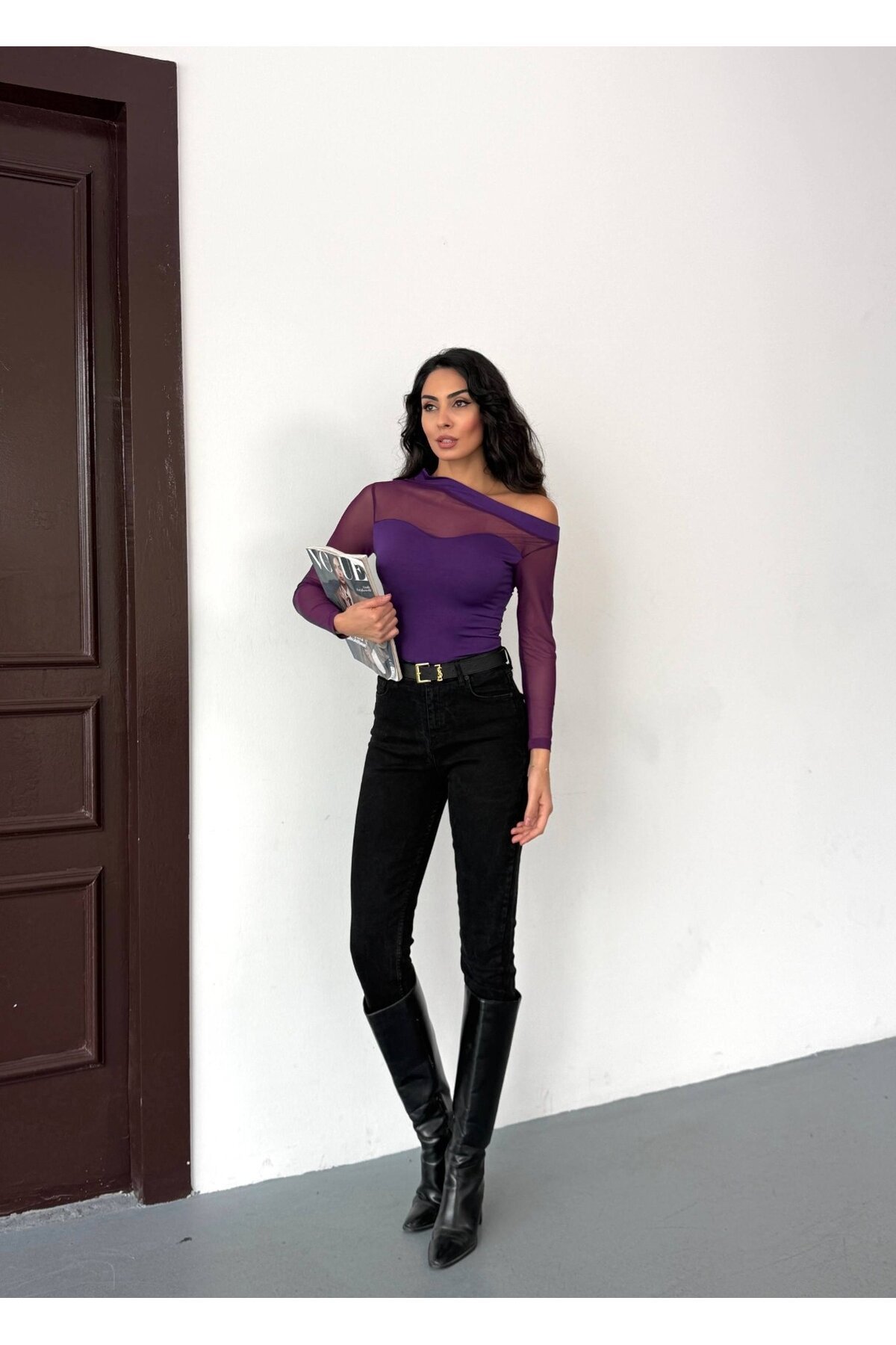 Sandy Kumaş Tül Detay Bluz