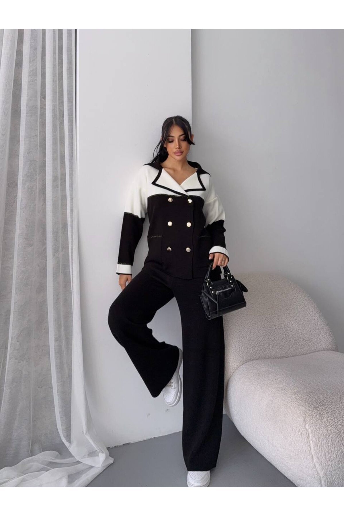 Sim Detay Ceket Pantalon Triko Takım