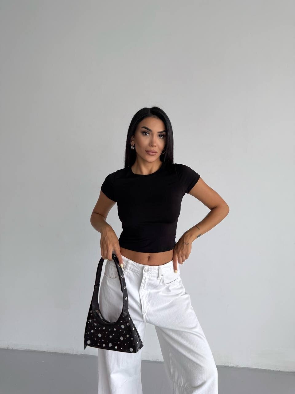 Siyah Basic Sandy Kumaş Bluz