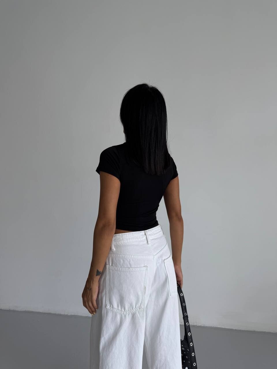 Siyah Basic Sandy Kumaş Bluz