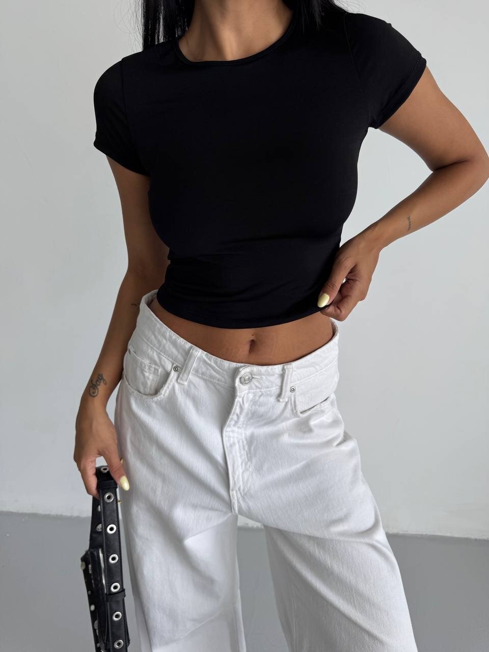 Siyah Basic Sandy Kumaş Bluz