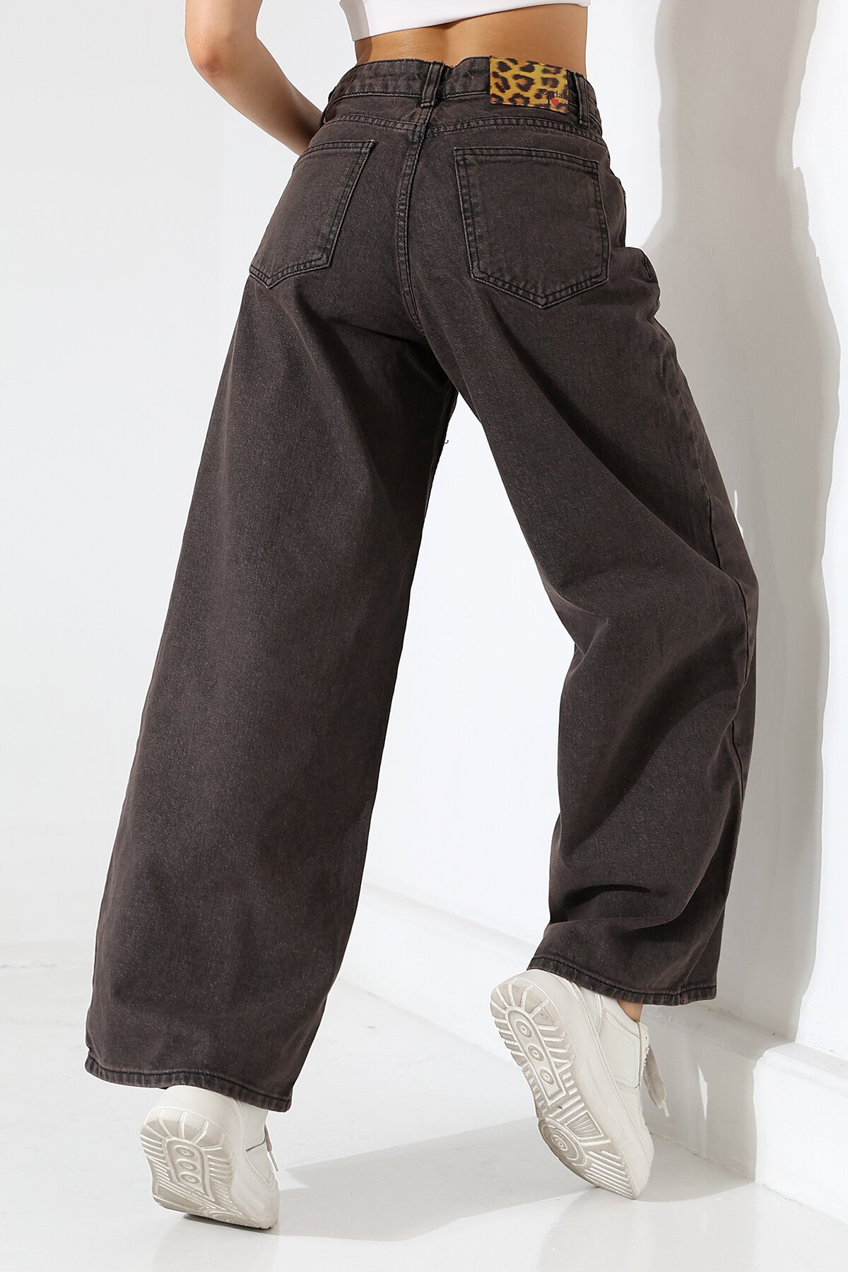 Siyah Geniş Paça Jean Pantolon