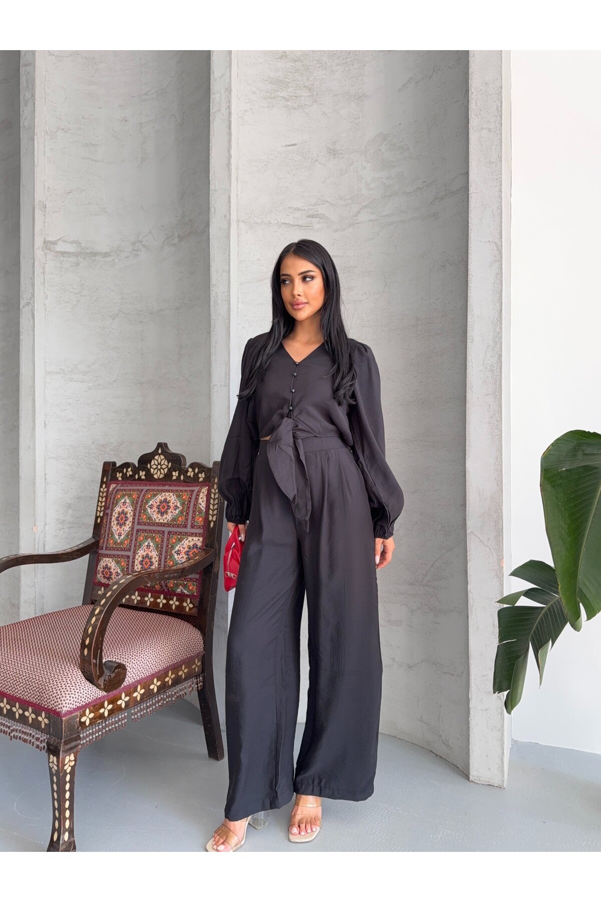 Siyah Massimo Takım Modal Kumaş