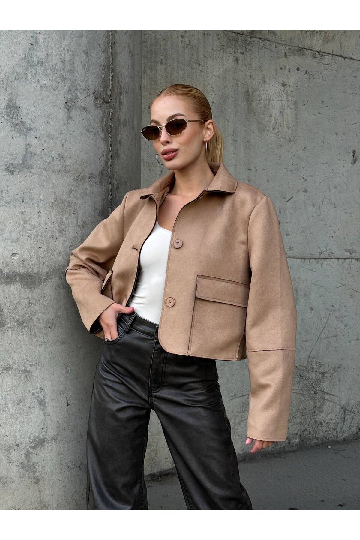 Süet Düğmeli Ceket