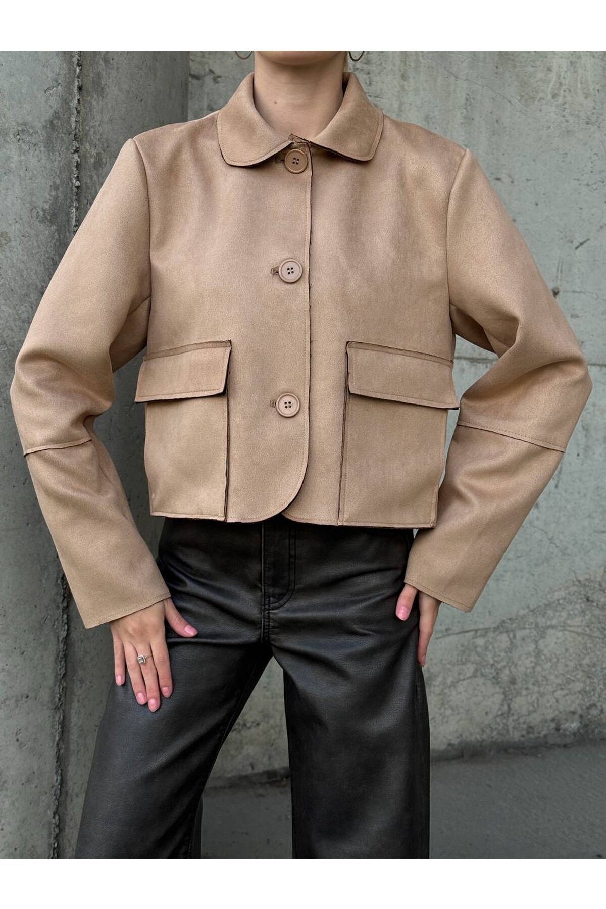 Süet Düğmeli Ceket