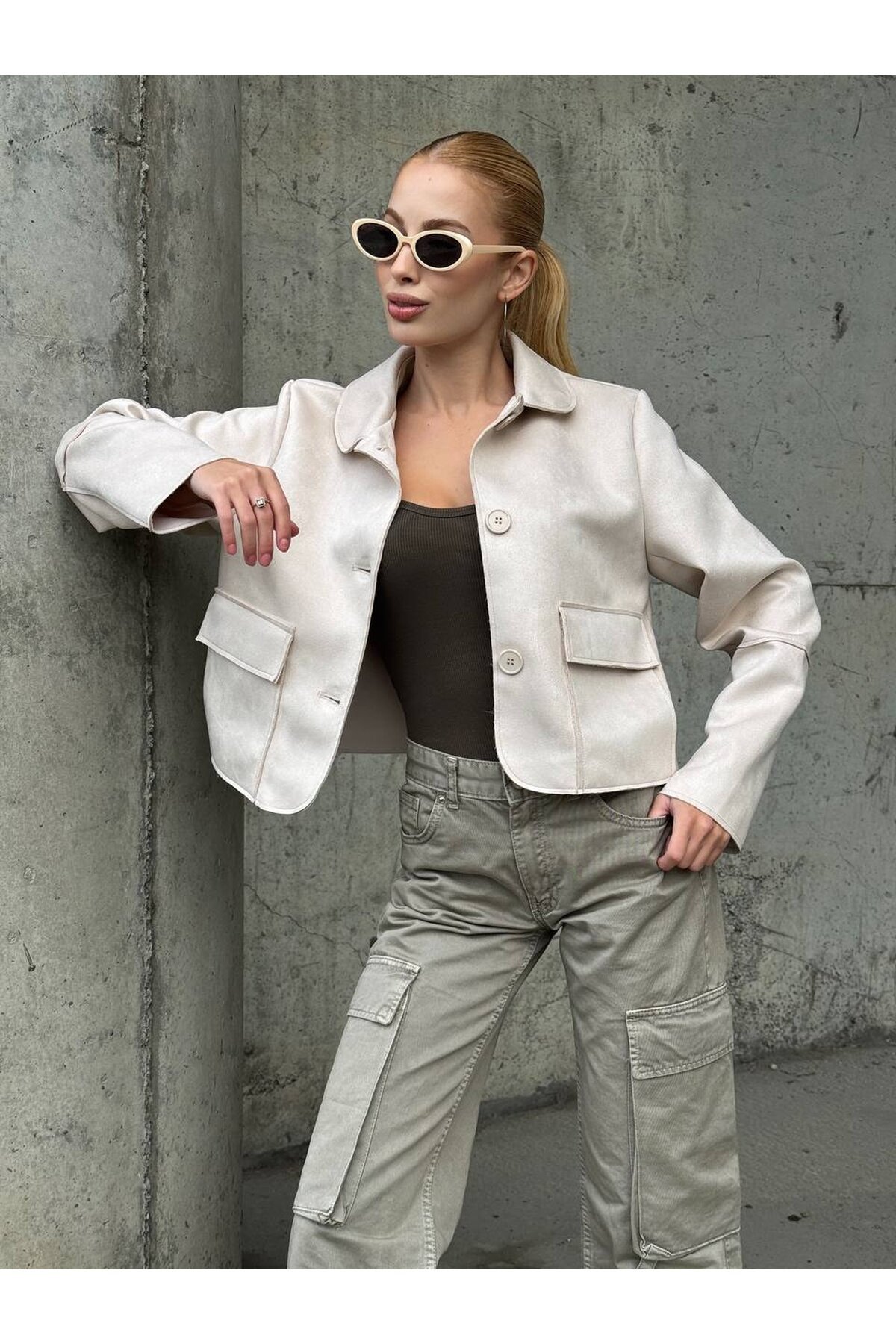 Süet Düğmeli Ceket