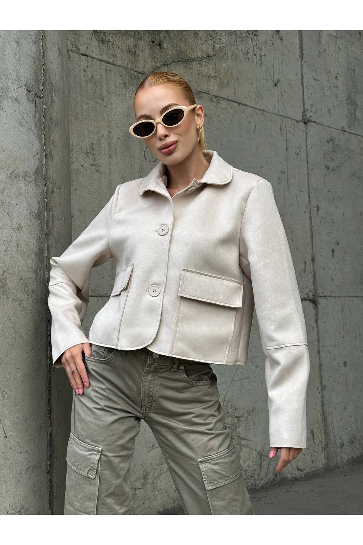 Süet Düğmeli Ceket